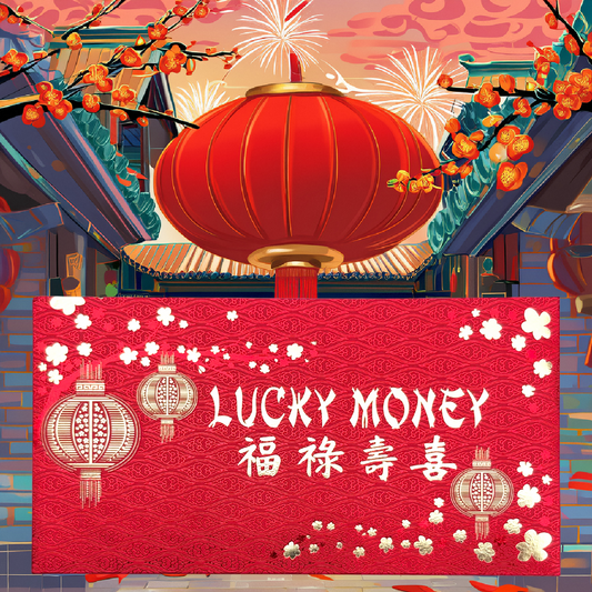 Pack of 20pcs High-end 福禄寿喜 Gold Foil Red Envelope Love Forever Lucky Money Gift Packet for Chinese New Year | Wedding Party | Event
