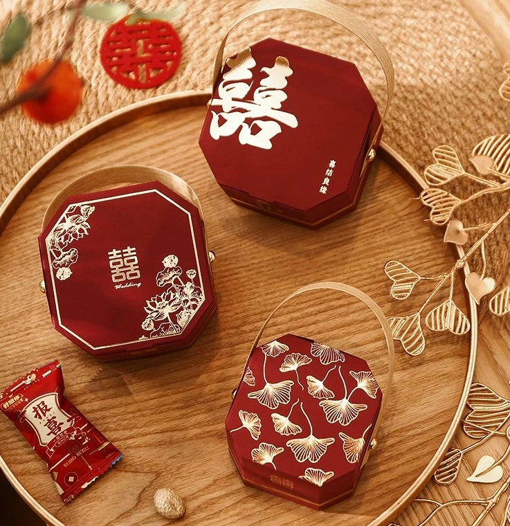 50pcs Gold Foiled 囍 Sugar Box Creative Chinese Cultural Wedding Candy Handbag | Love Forever | Thank You Gift Bag | Birthday Gift Holder