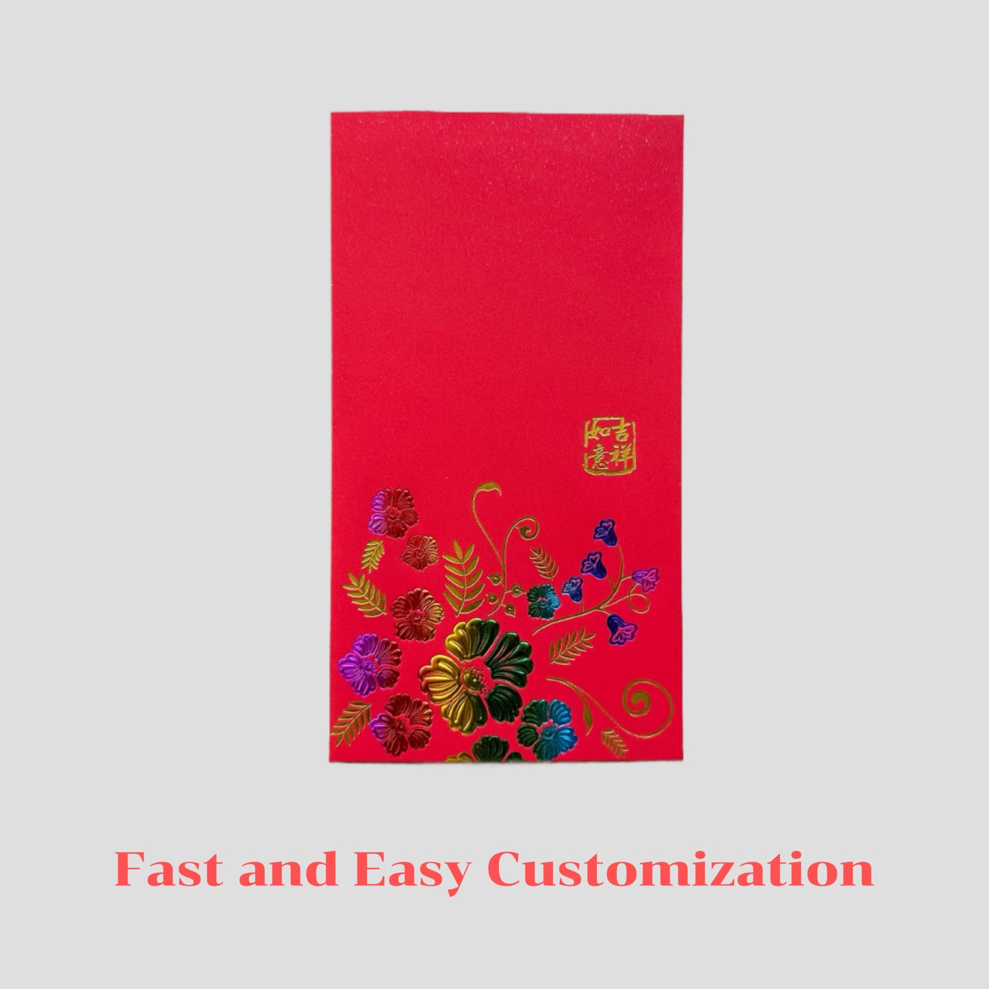 Custom 100pcs Fixed Template Red Envelope with Logo | Text | Surname | Red Envelope Lucky Money Personalized Gifts Packet for Wedding | Business | Birthday Party | Events