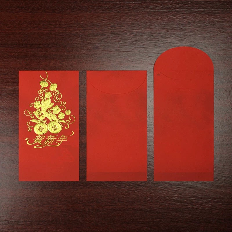 Pack of 20pcs Embossed Gold Foil 賀新年 Red Envelopes for New Year | Wedding | Bless | Moving Lucky Money Gift Packet