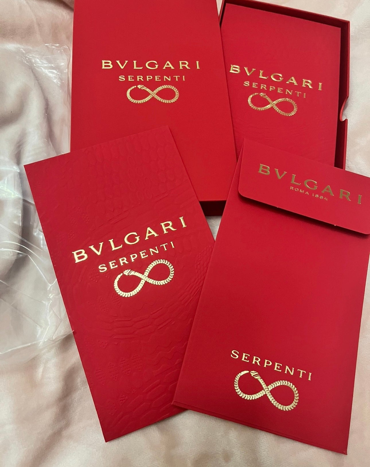 Gift Box of 10pcs High-end Designer Brand BVLGARI New Year of the Snake Lucky Money Packet Red Envelope
