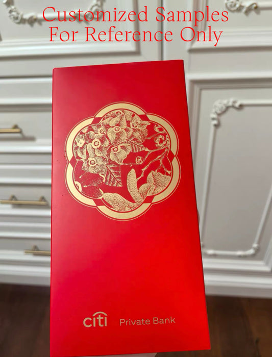 Custom 100 Trifold Boxes High-end for Banking Business Order Red Envelopes with Gold Foiled Embossed Lucky Money Personalized Gift Packet