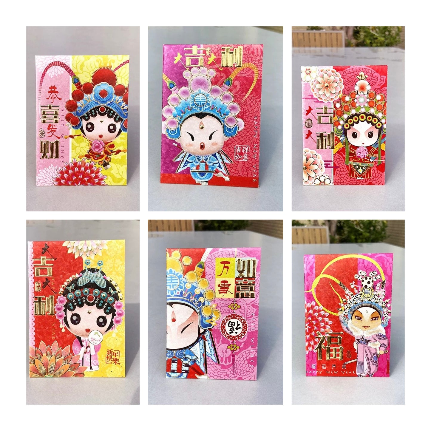 Pack of 20pcs Peking Opera Holiday Red Envelope Lucky Money Gift Packet