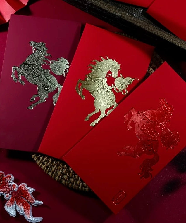 Pack of 12pcs 2026 Good Luck New Year of the Horse Red Envelope Lucky Money Gift Packet