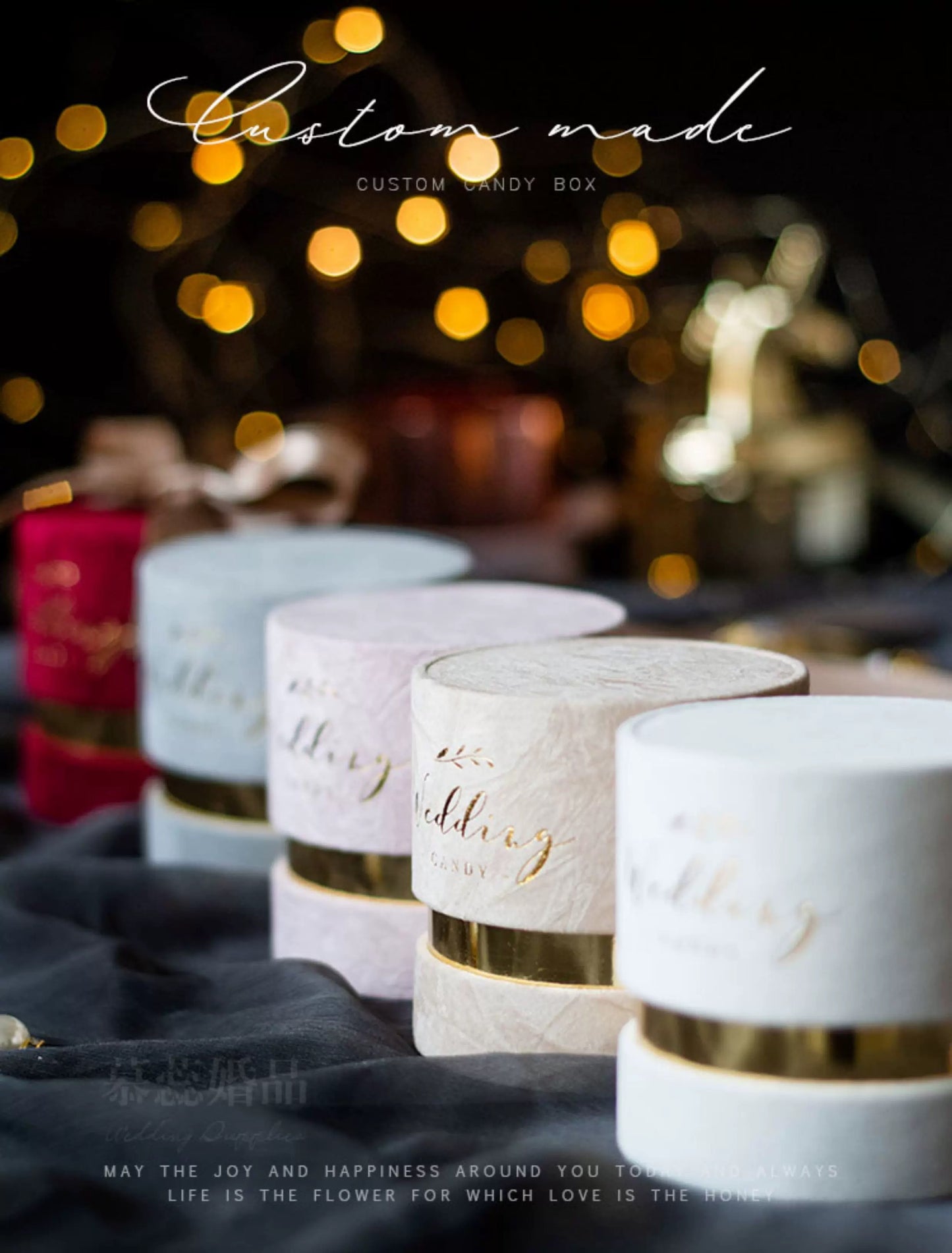 10pcs Gold Foiled Sugar Box Wedding Candy Handbag | Love Forever | Thank You Gift Bag | Birthday Gift Holder