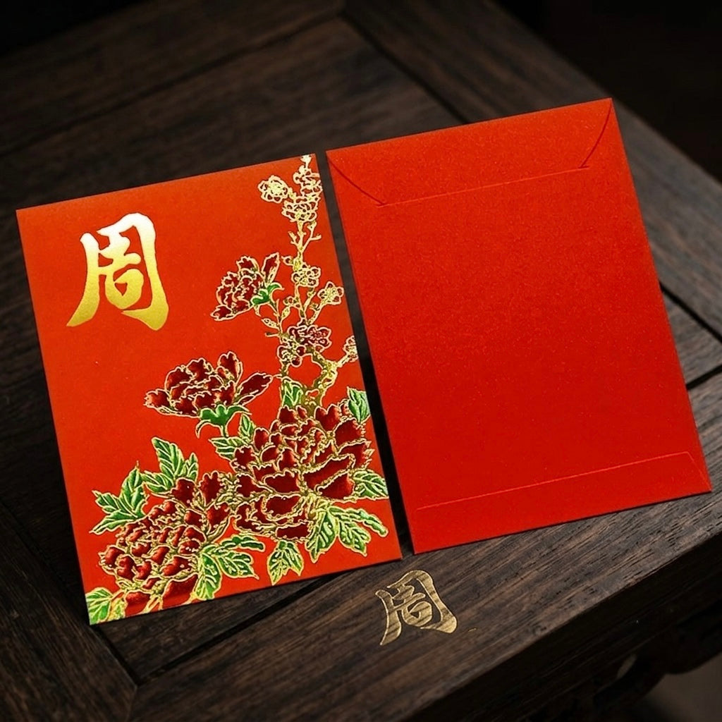 Pack of 200pcs Custom High-end Classic Hong Kong Surname Red Envelope Lucky Money Gift Packet for Chinese New Year | Wedding Party