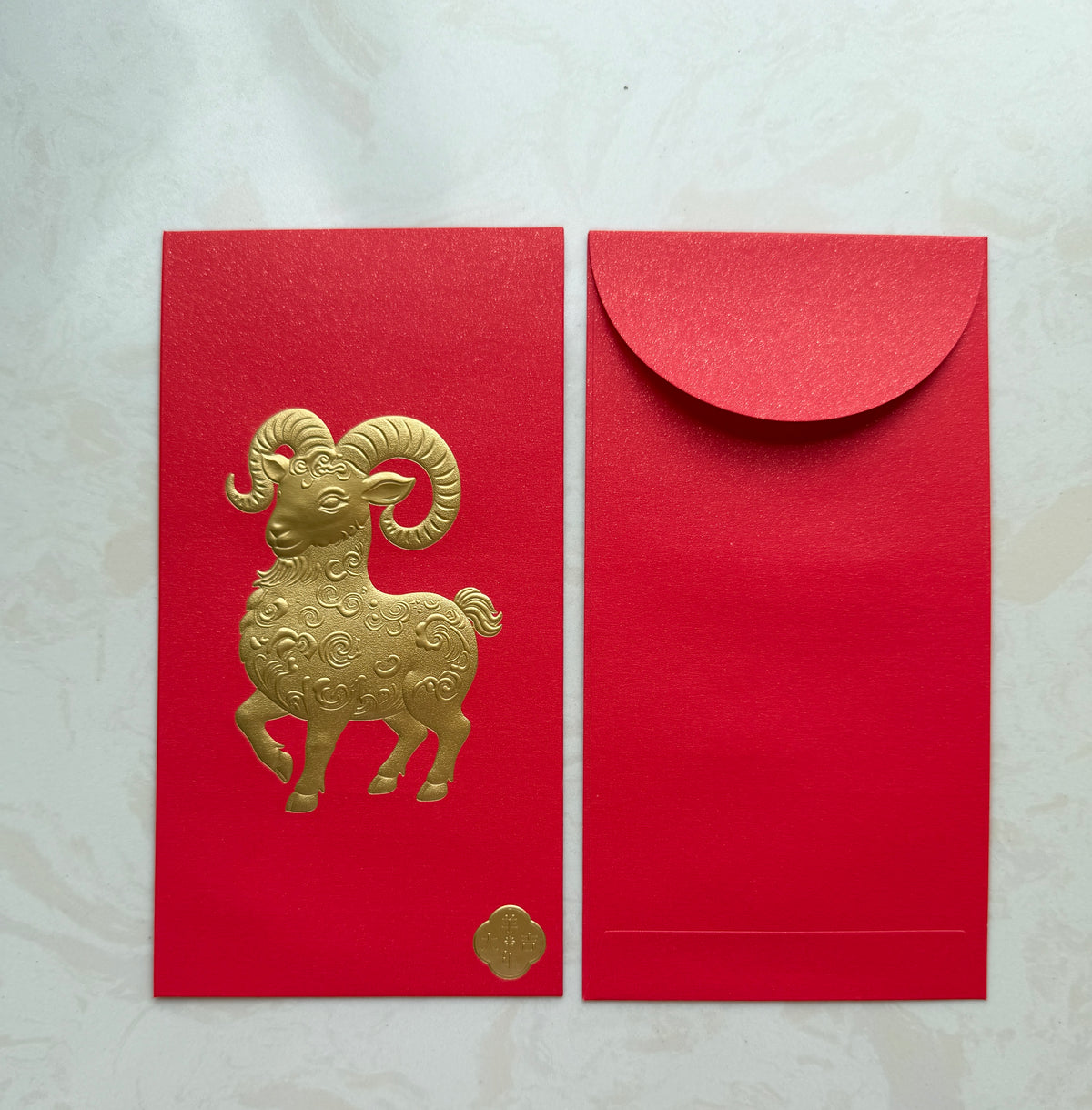 Pack of 12pcs Embossed Gold Foiled Creative Red Envelope Lucky Money Gifts Packet Chinese New Year of the Goat