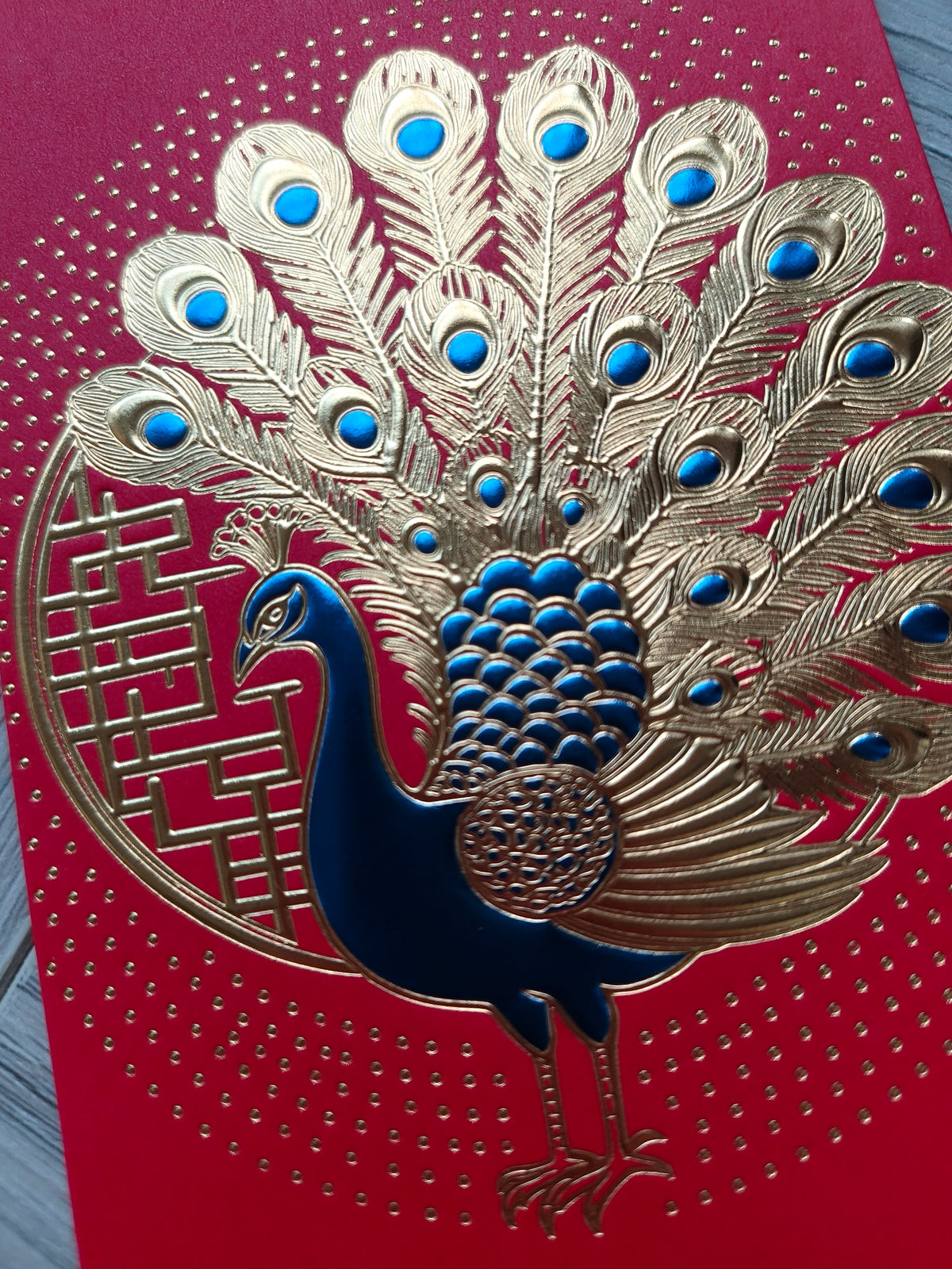 Pack of 16pcs Gold Foil The Regal Peacock Design Concept Red Envelope can be Customized New Year Lucky Money Gift Packet