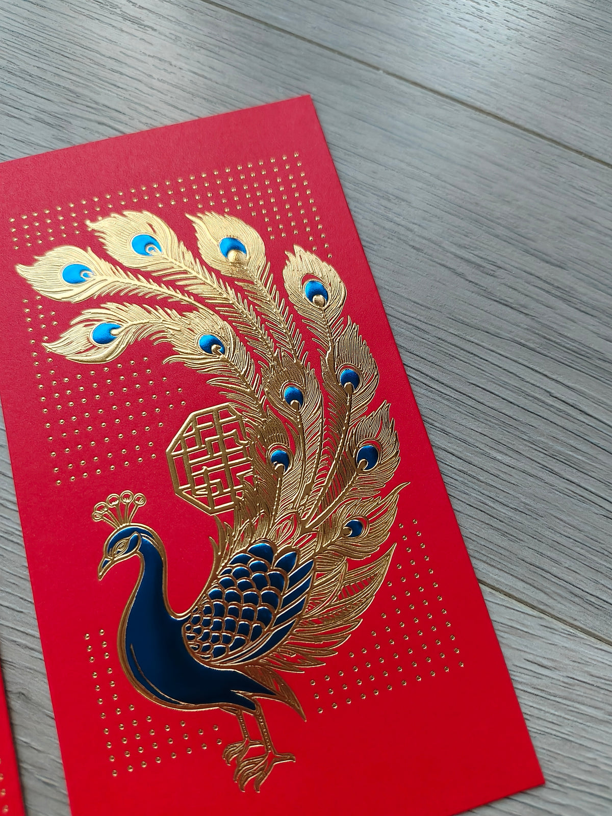 Pack of 16pcs Gold Foil The Regal Peacock Design Concept Red Envelope can be Customized New Year Lucky Money Gift Packet