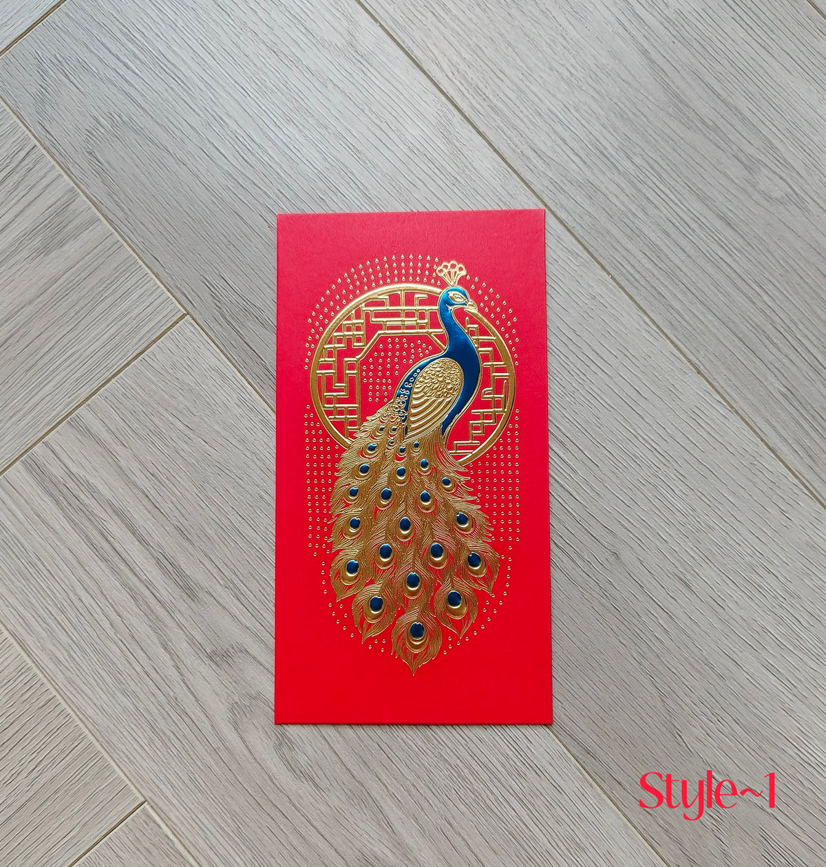 Pack of 16pcs Gold Foil The Regal Peacock Design Concept Red Envelope can be Customized New Year Lucky Money Gift Packet