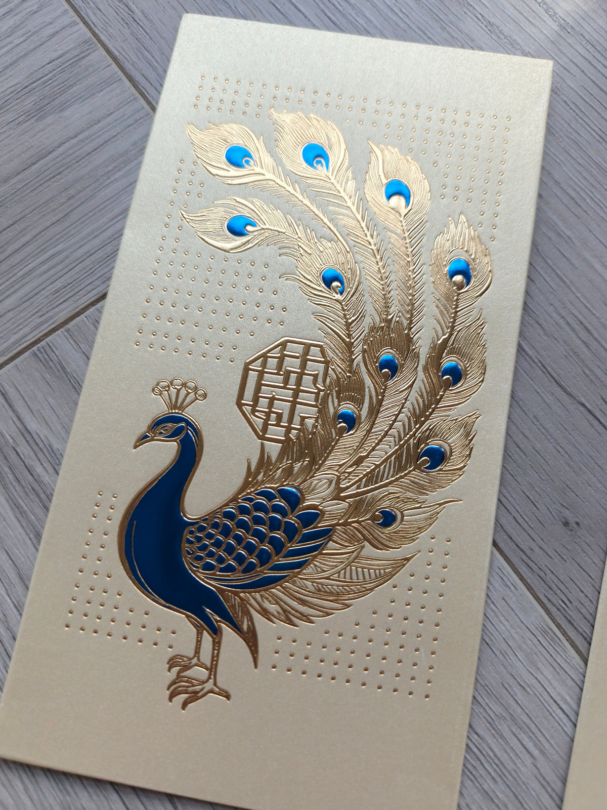 Pack of 16pcs Gold Foil The Regal Peacock Design Concept Red Envelope can be Customized New Year Lucky Money Gift Packet