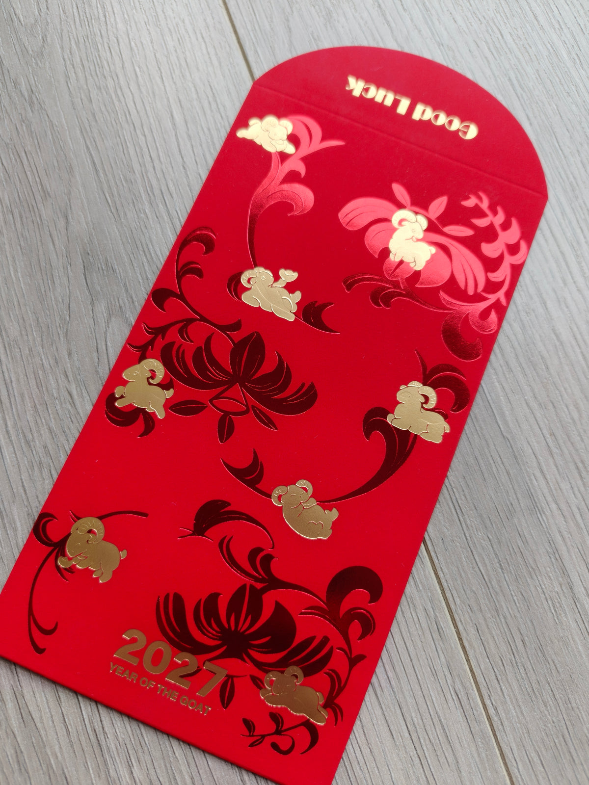 2027 Year of The Goat Gold Foil Red Envelopes Lucky Money Gift Packet for New Year | Wedding | Party | Events