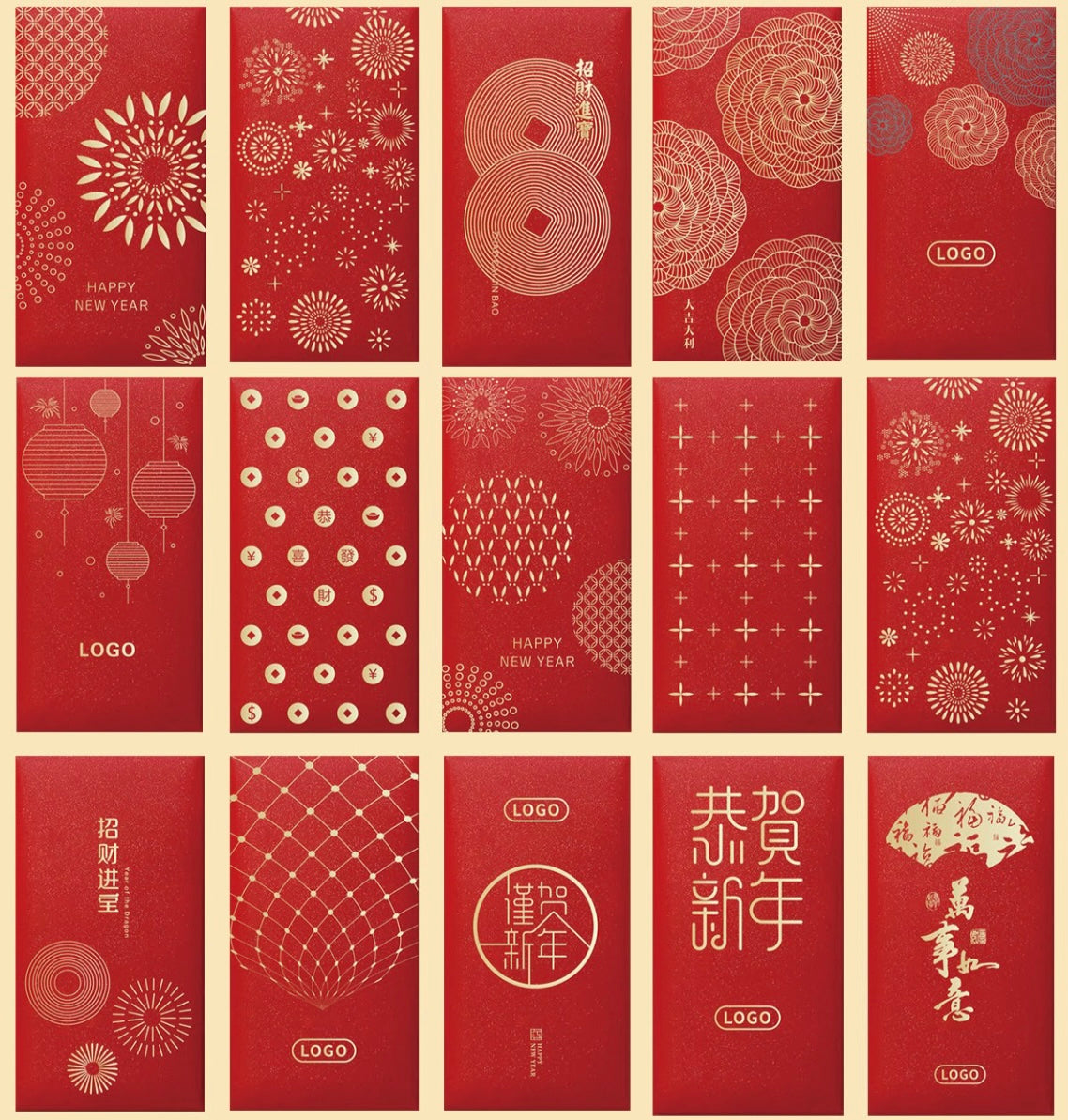 Fast Turn Around Custom(+Logo) 200pcs Red Envelope New Year Lucky Money Gift Packet for Business | Family Party | Wedding Event