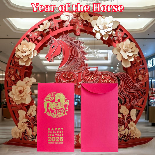 NEW! 2026 Pack of 30pcs Gold Foiled Creative Red Envelope Lucky Money Gifts Packet Chinese New Year of the Horse