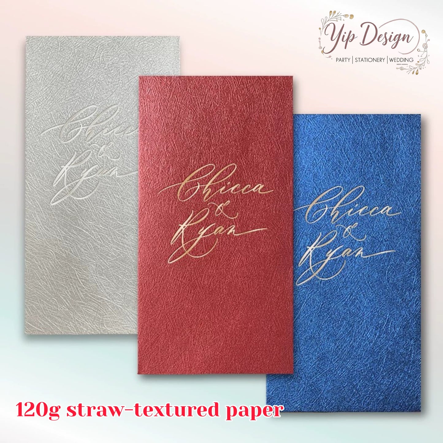 Custom 100pcs Fixed Template 120g Soft Paper Red Envelope Lucky Money Personalized Gift Packet for Wedding | Surname | Business | Celebration