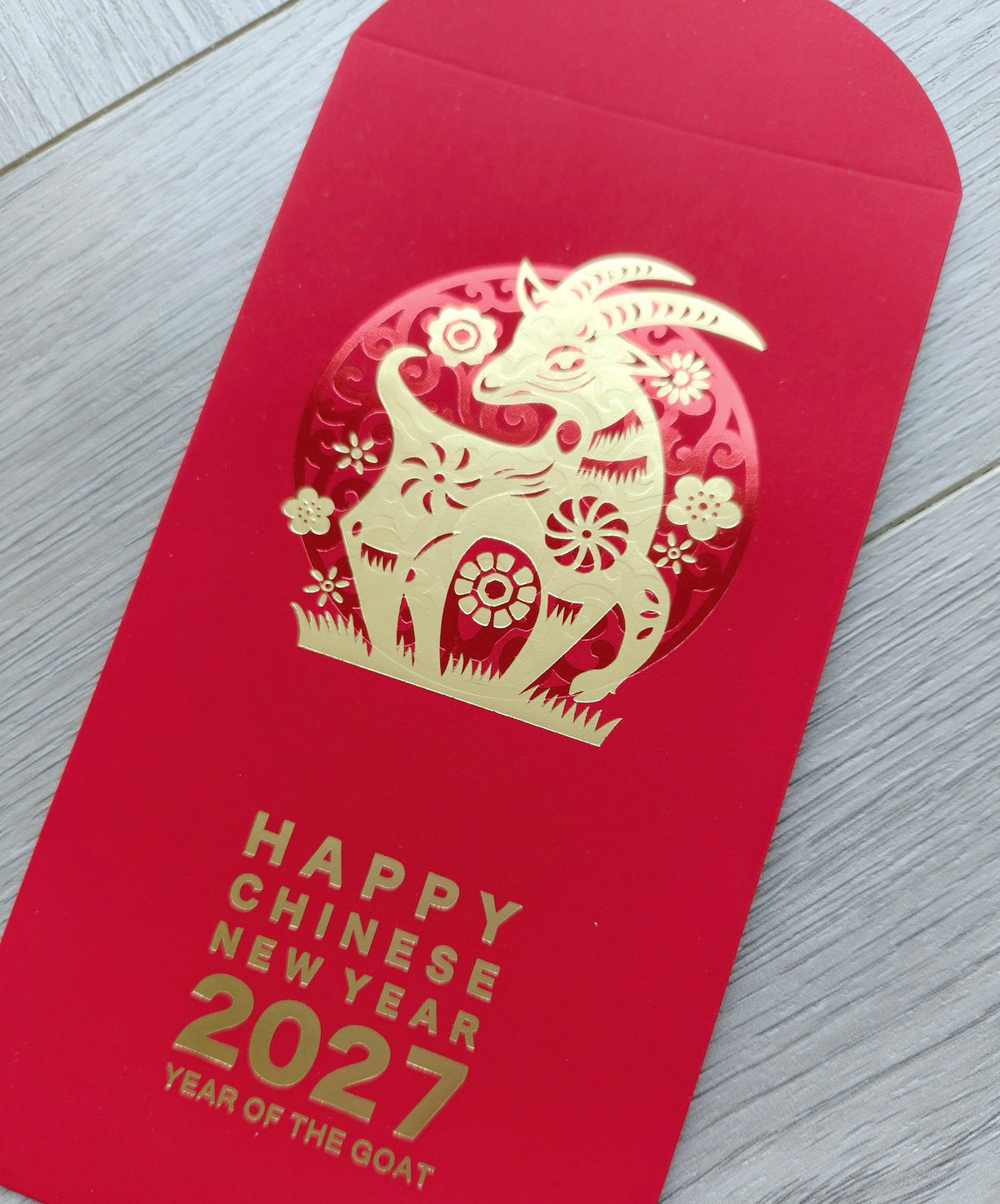 2027 Year of The Goat Gold Foil Red Envelopes Lucky Money Gift Packet for New Year | Wedding | Party | Events