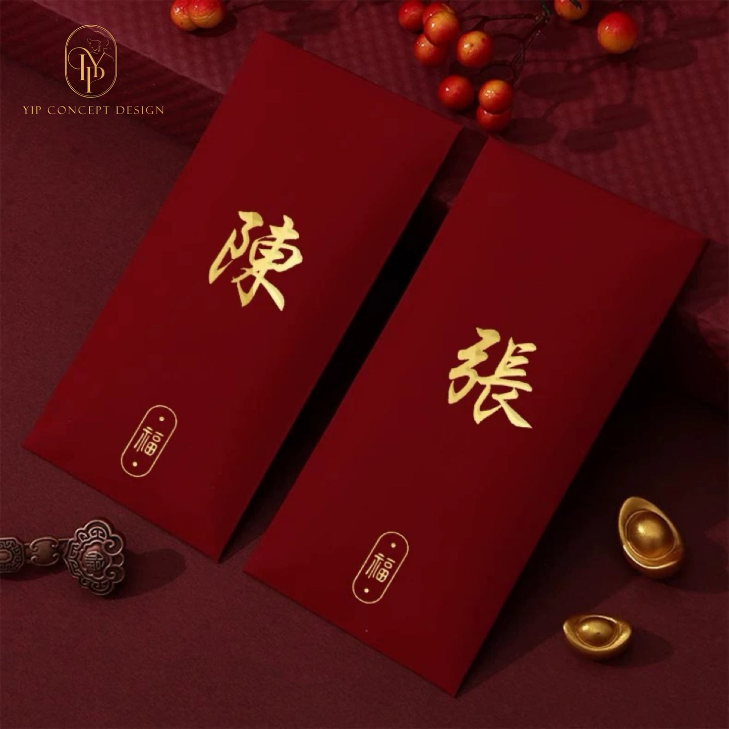 Custom Hong Kong Surname Pack of 30pcs 福 Red Envelopes Chinese New Year Lucky Money Gift Packets