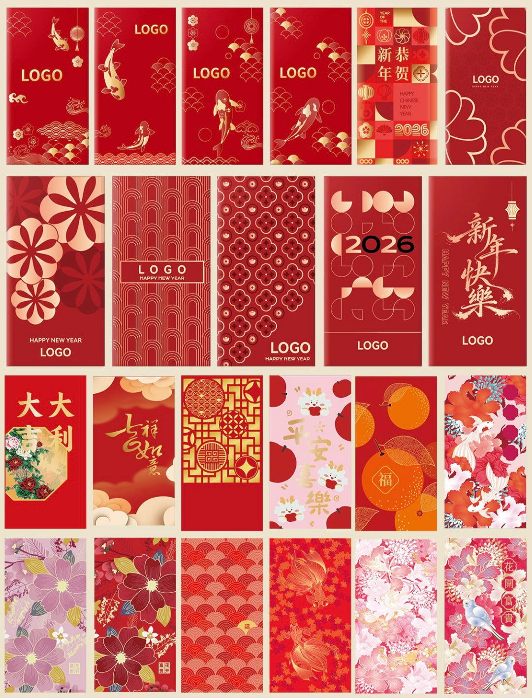 Fast Turn Around Custom(+Logo) 200pcs Red Envelope New Year Lucky Money Gift Packet for Business | Family Party | Wedding Event