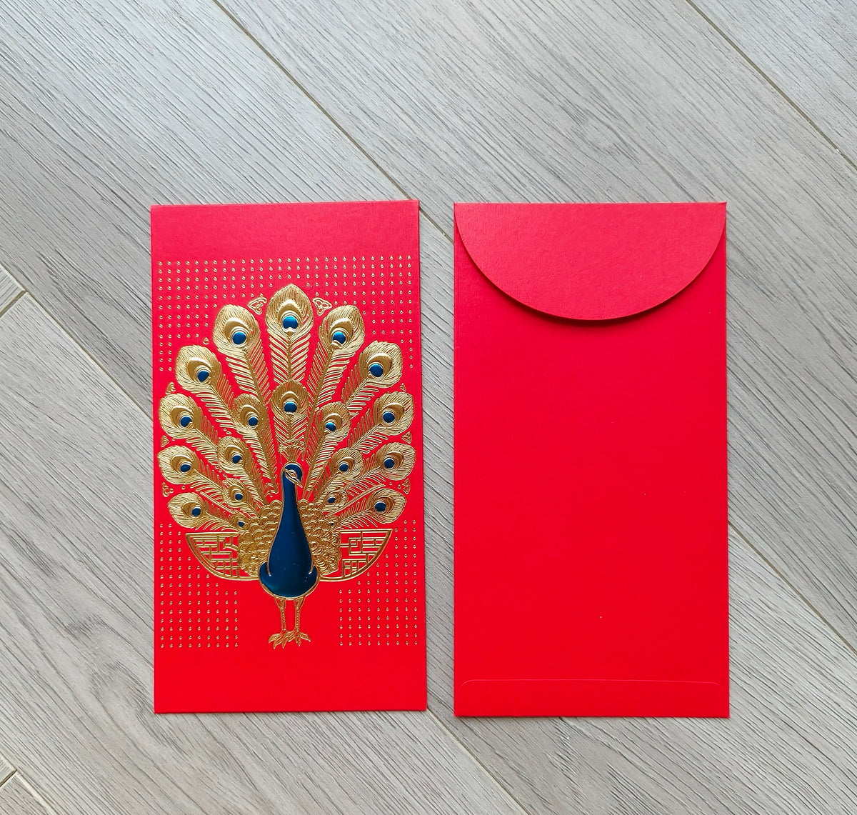 Pack of 16pcs Gold Foil The Regal Peacock Design Concept Red Envelope can be Customized New Year Lucky Money Gift Packet