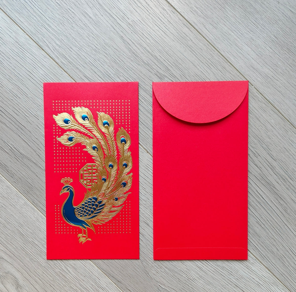 Pack of 16pcs Gold Foil The Regal Peacock Design Concept Red Envelope can be Customized New Year Lucky Money Gift Packet