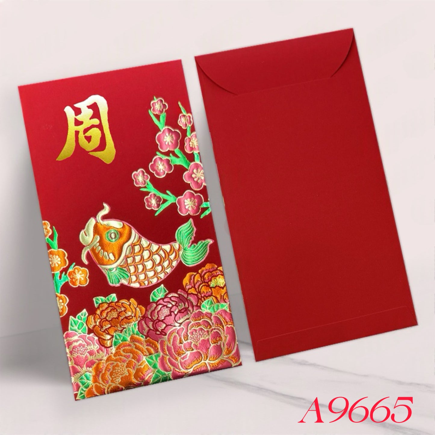 Pack of 100pcs Custom Classic Hong Kong Surname Red Envelope 年年有鱼 Lucky Money Gift Packet for New Year | Wedding Party
