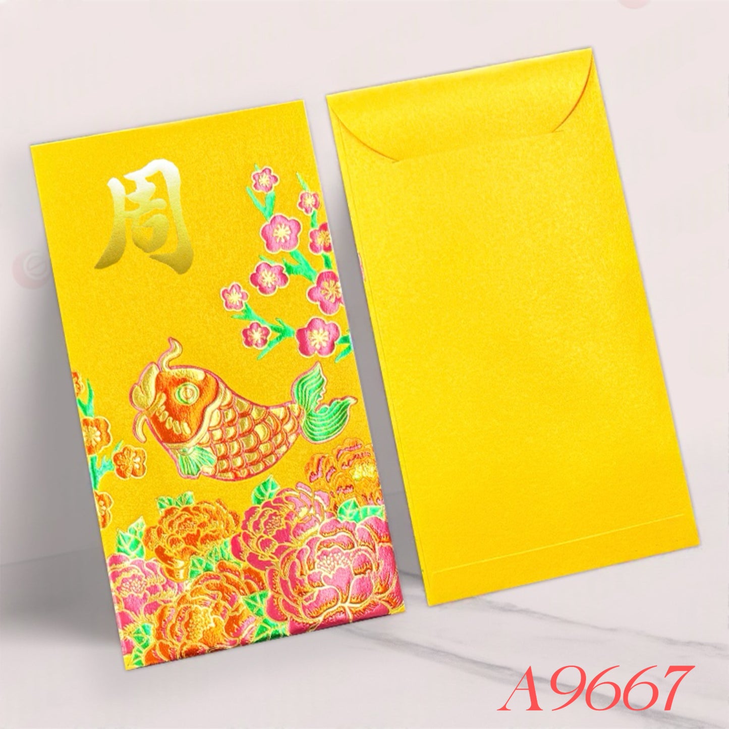 Pack of 100pcs Custom Classic Hong Kong Surname Red Envelope 年年有鱼 Lucky Money Gift Packet for New Year | Wedding Party