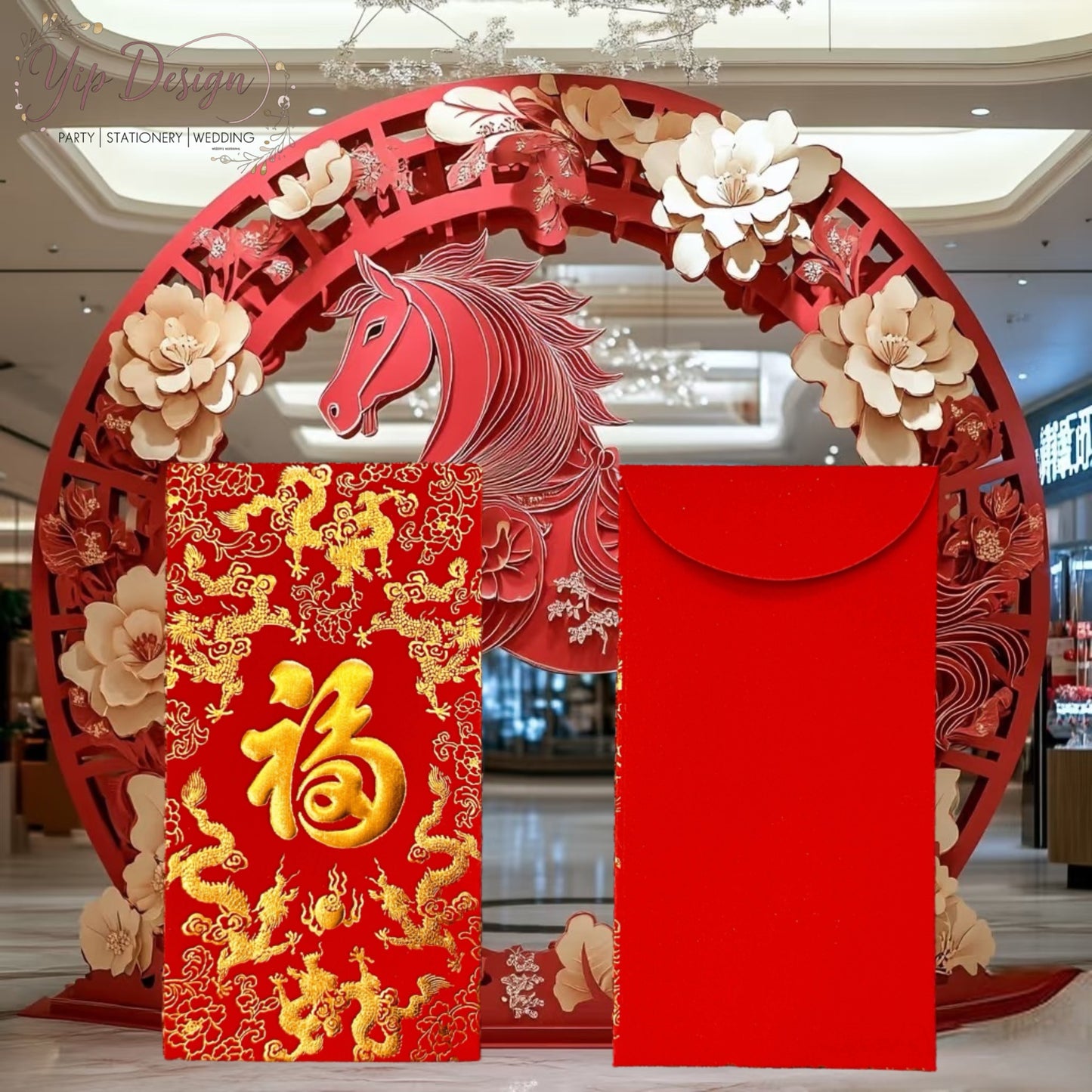 ONLY US Gift Box of 20pcs 福 Chinese New Year Gold Foil Red Envelope Lucky Money Red Gift Packet for Blessing Wedding Party