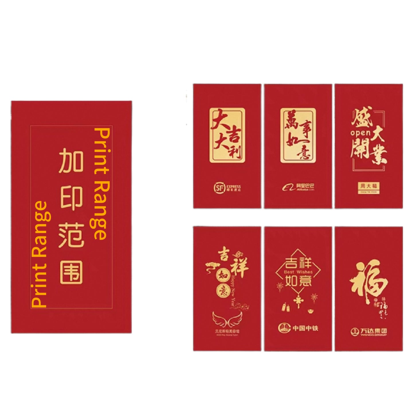 Custom 100pcs Red Envelope with Logo or Text Limited Printing Range (60*130mm≈2.4*5.1in) Red Envelope Lucky Money Personalized Gifts Packet