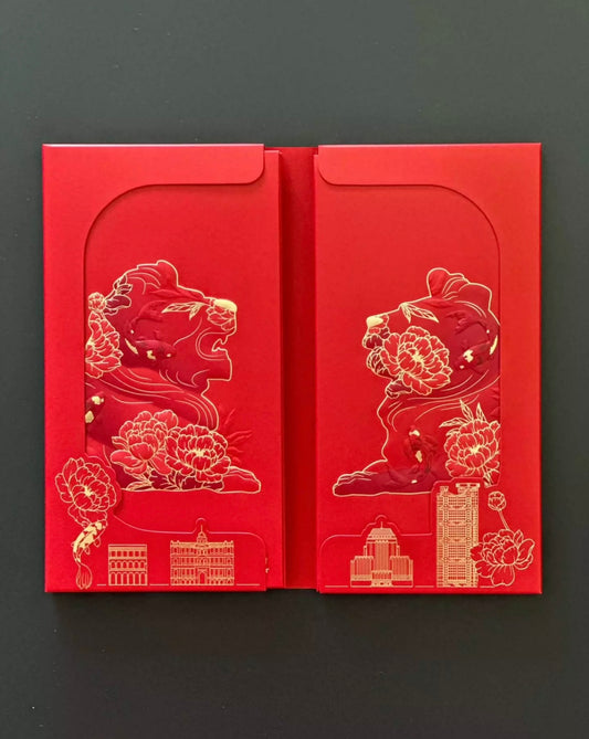 Custom 100 Boxes High-end for Banking Business Order Red Envelopes with Gold Foiled Embossed Lucky Money Personalized Gift Packet