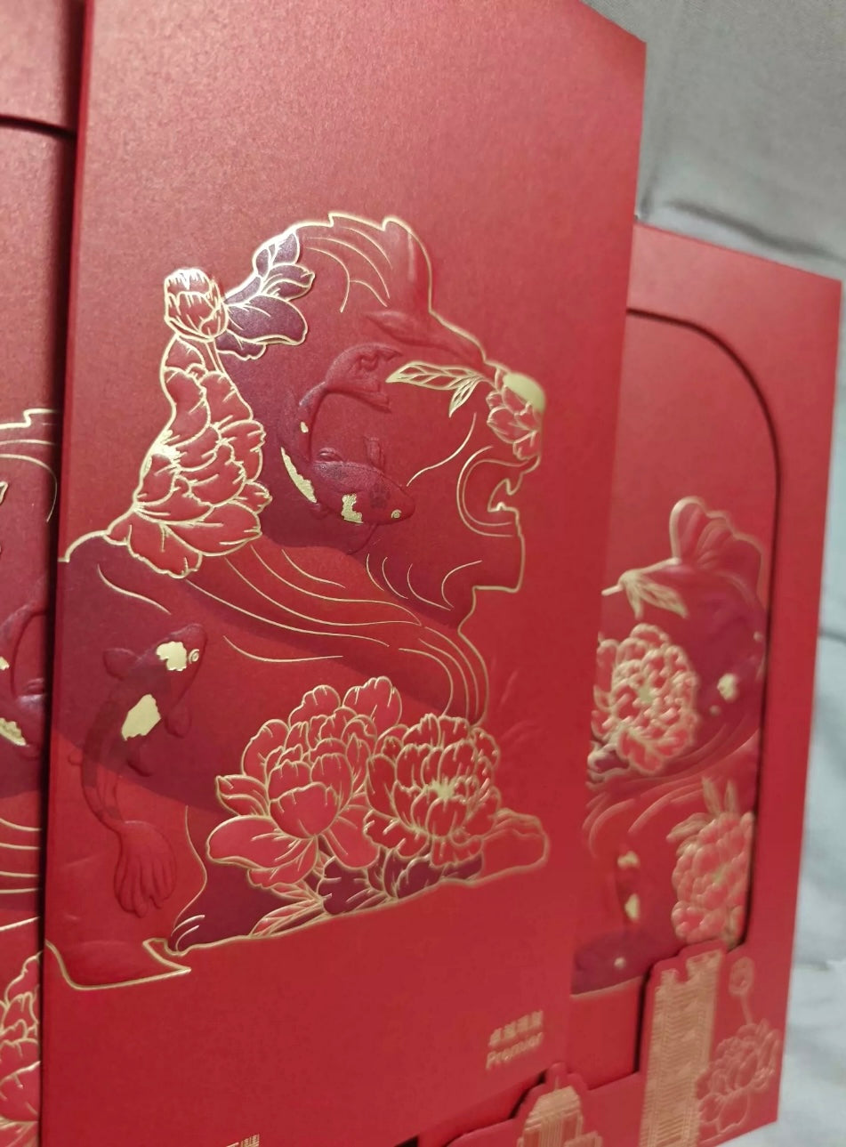 Custom 100 Boxes High-end for Banking Business Order Red Envelopes with Gold Foiled Embossed Lucky Money Personalized Gift Packet