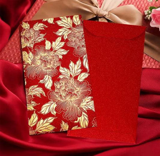 Pack of 30pcs Luxe Chinese New Year Gold Foil 花開富貴 Red Envelope Lucky Money Personalized Gift Packet（副本）