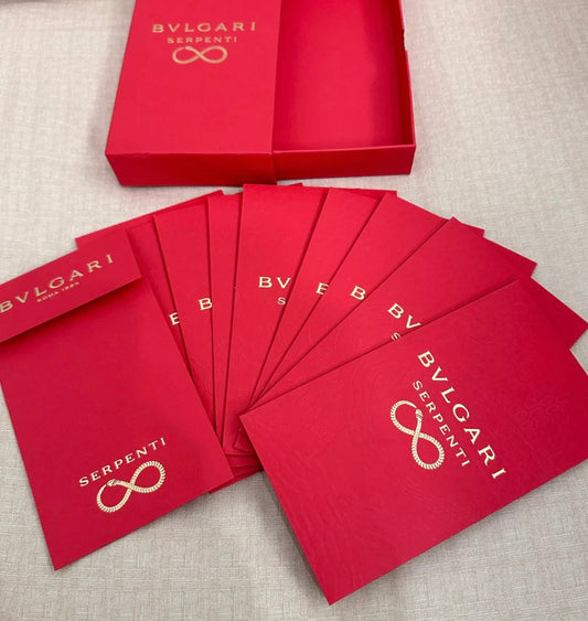 Gift Box of 10pcs High-end Designer Brand BVLGARI New Year of the Snake Lucky Money Packet Red Envelope