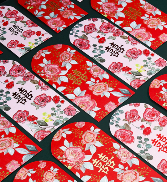 Pack of 30pcs Luxe Double Happiness 囍 Gold Foil Wedding Red Envelope | Love Forever Lucky Money Gift Packet for Chinese New Year | Wedding Party | Event can Add Names & Date