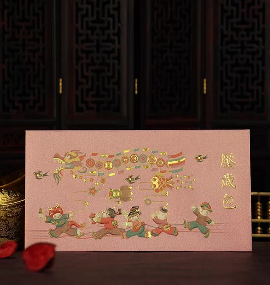 Pack of 8pcs High-end Chinese New Year Gold Foil Red Envelope Lucky Money Gift Packet（送小孩红包）