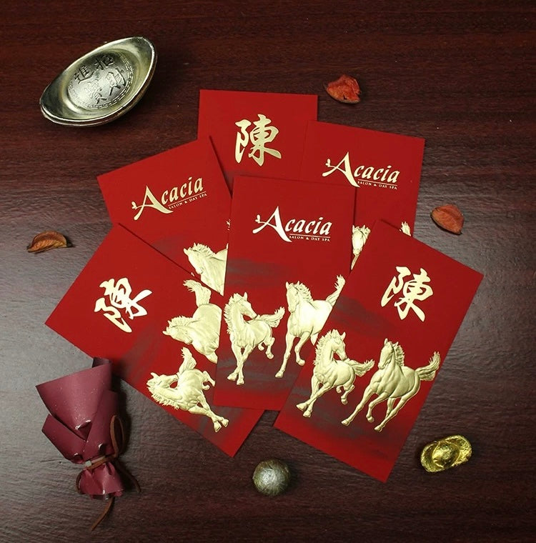 Pack of 100pcs Custom High-end Classic Surname Red Envelope Lucky Money Gift Packet for Chinese New Year | Wedding Party