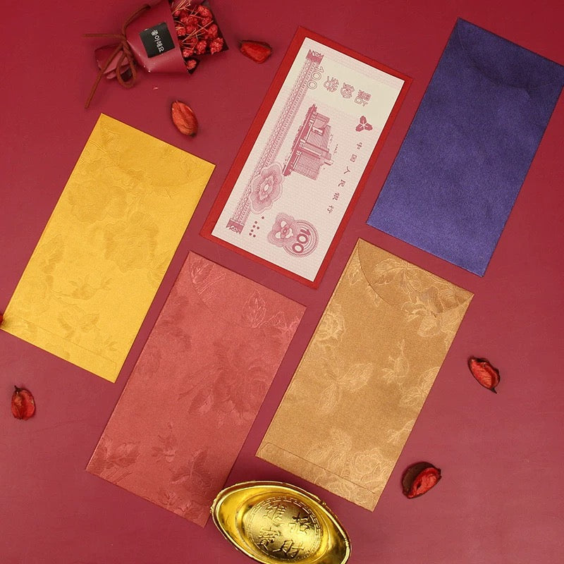 Gift Box of 25pcs High-end Embossed 福 Gold Foil Chinese New Year Red Envelope Lucky Money Gift Packet