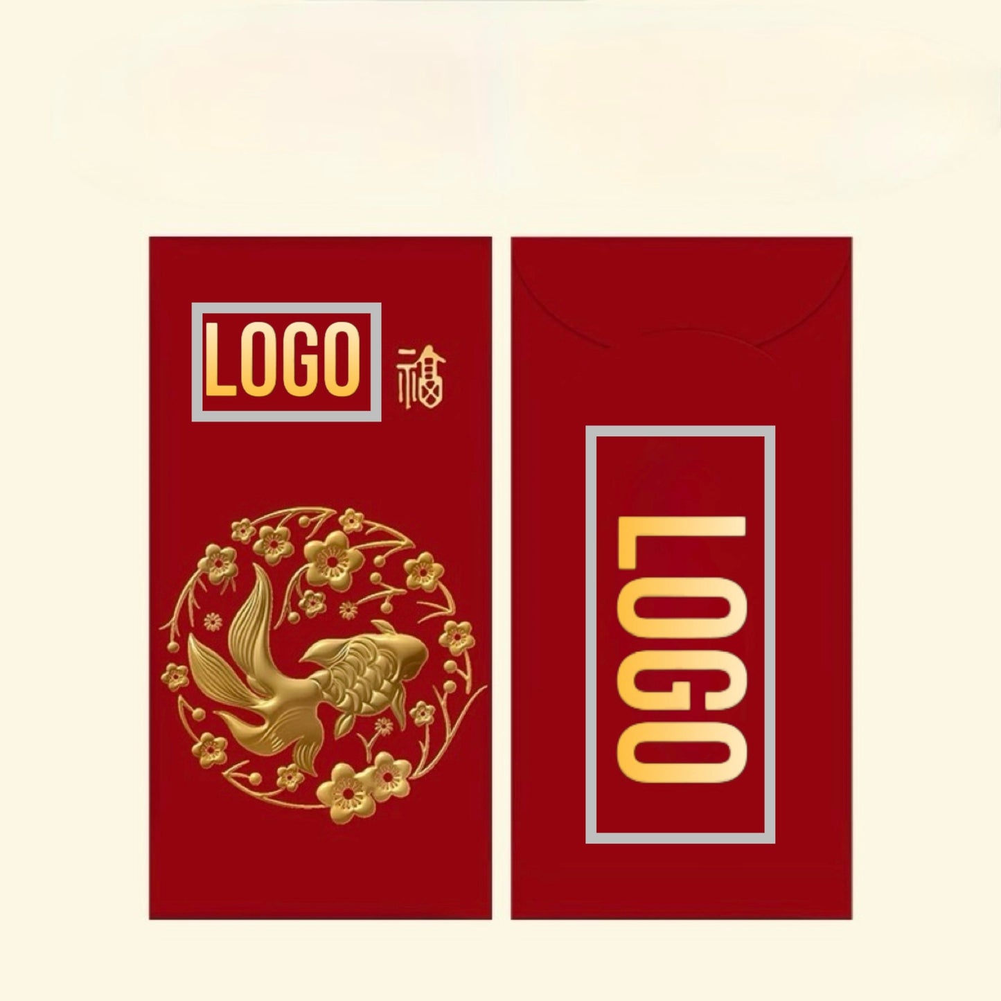 Pack of 8pcs Holidays Gold Foil 福 Red Envelope 年年有鱼 Lucky Money Personalized Gift Packet