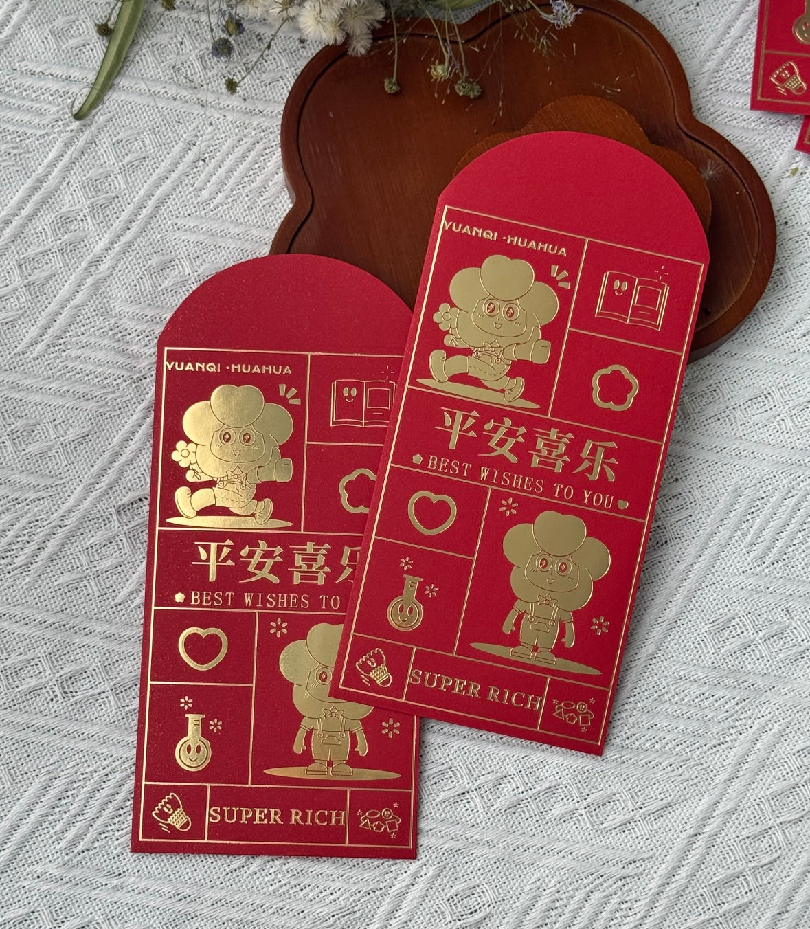 Wholesale with Free Design Luxe Gold Foil Red Envelope Lucky Money Personalized Gift Packet