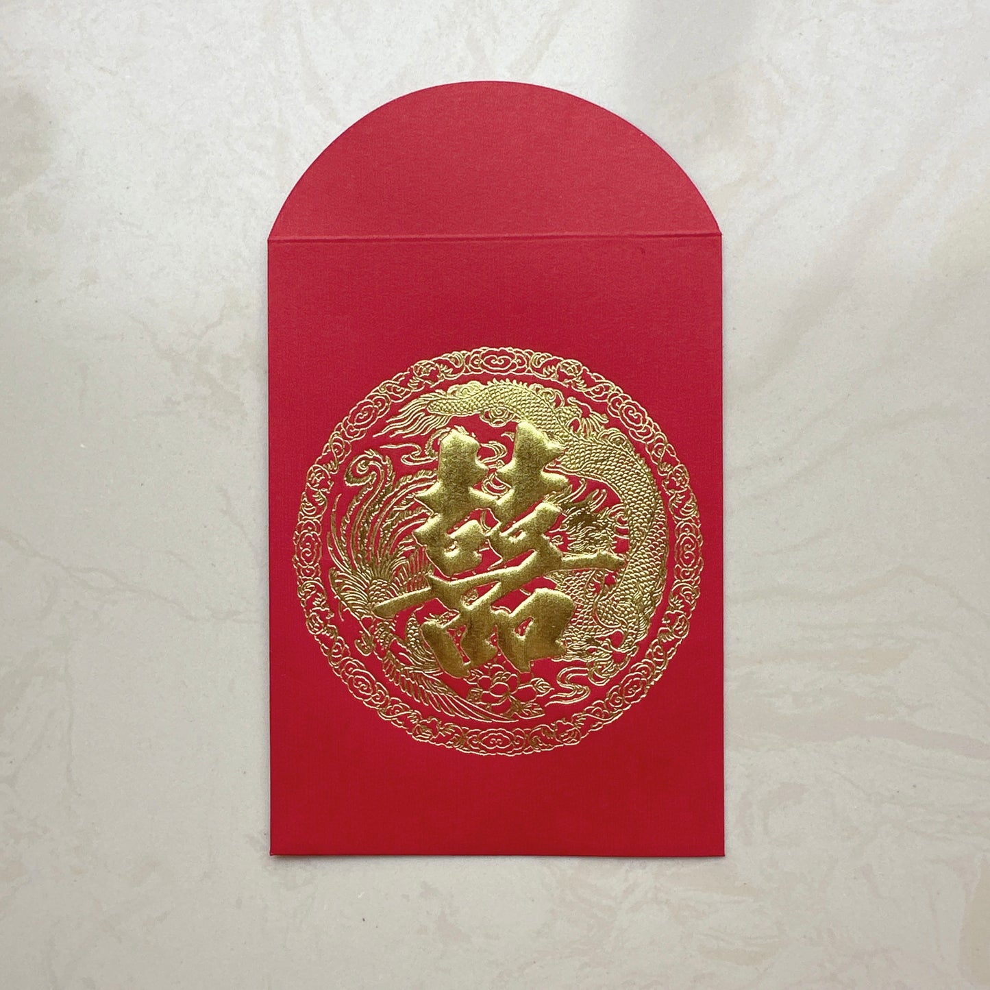 Pack of 20pcs Embossed 囍 Gold Foil Dragon and Phoenix Red Envelopes for New Year | Wedding | Bless Lucky Money Gift Packet
