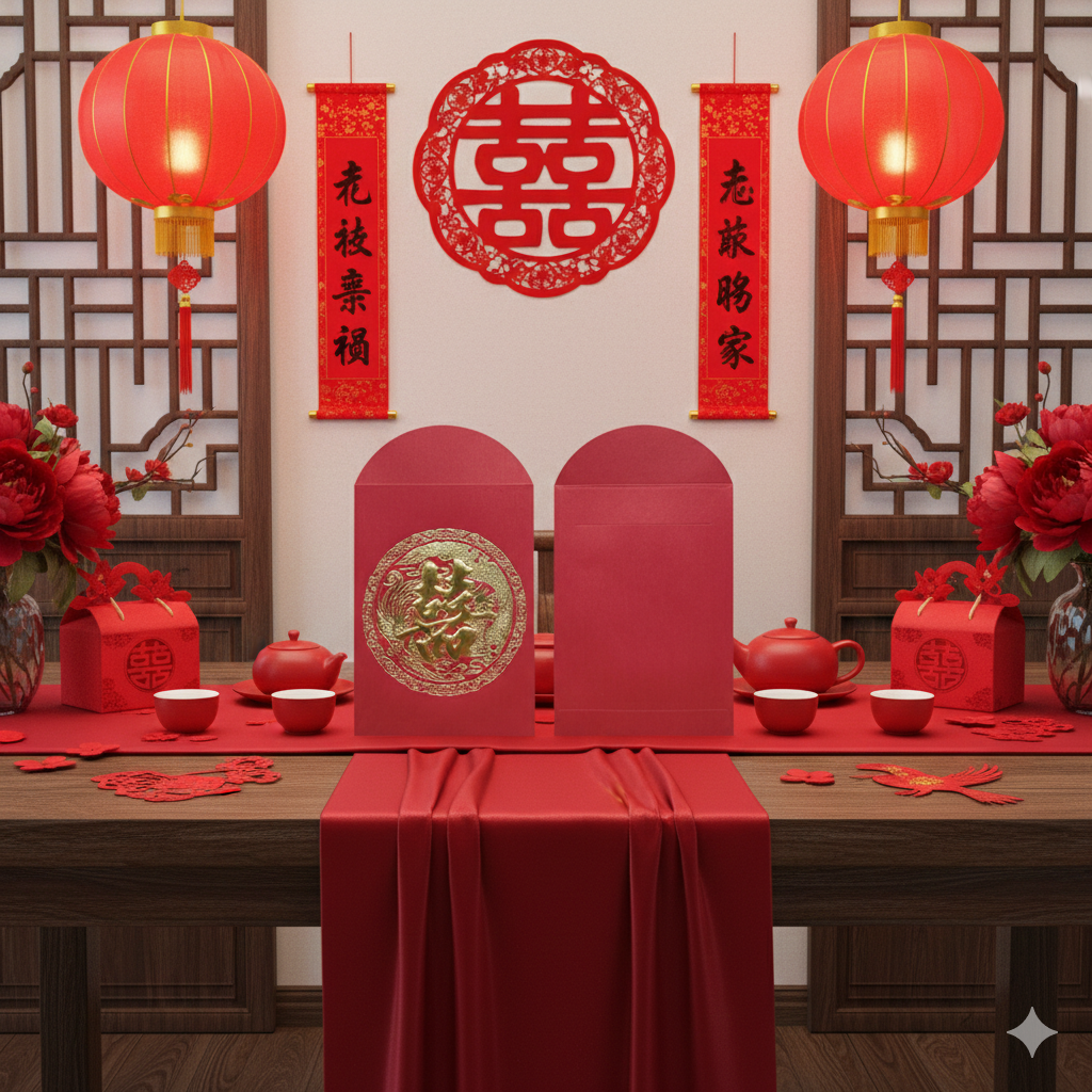 Pack of 20pcs Embossed 囍 Gold Foil Dragon and Phoenix Red Envelopes for New Year | Wedding | Bless Lucky Money Gift Packet