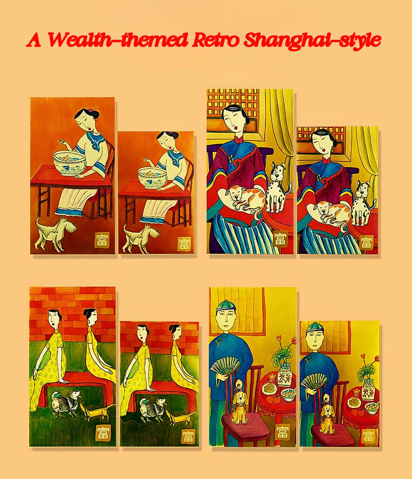 Unique Design A Wealth-themed Retro Shanghai-style 富 Red Envelope Lucky Money Gift Packet