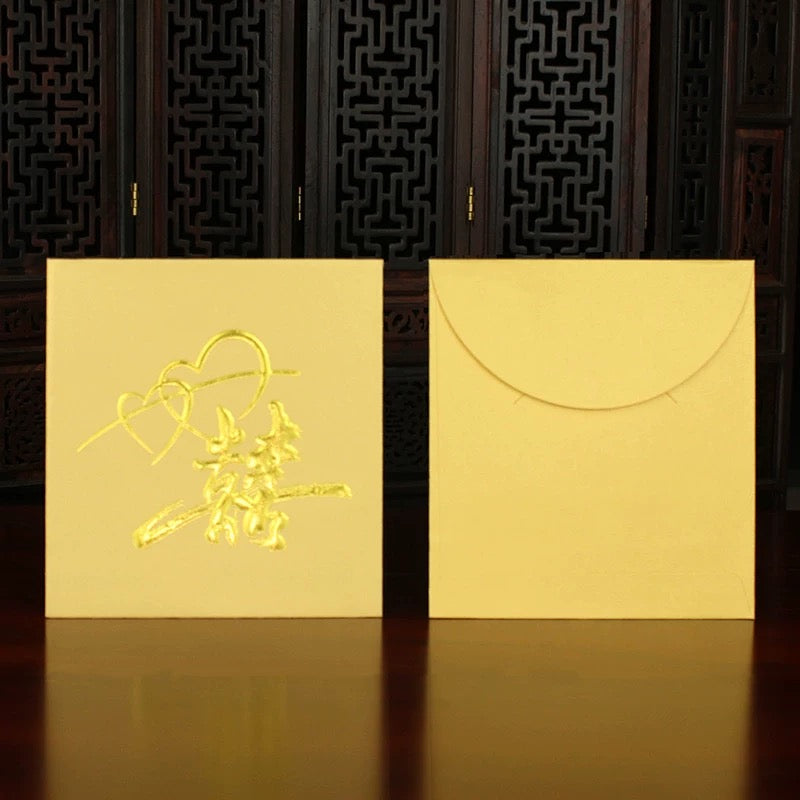 Pack of 50pcs Double Happiness Gold Foil 囍 Red Envelope Lucky Money Gift Packet for Wedding