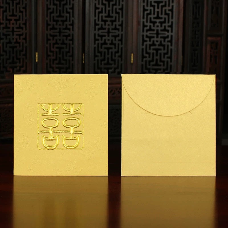 Pack of 50pcs Double Happiness Gold Foil 囍 Red Envelope Lucky Money Gift Packet for Wedding