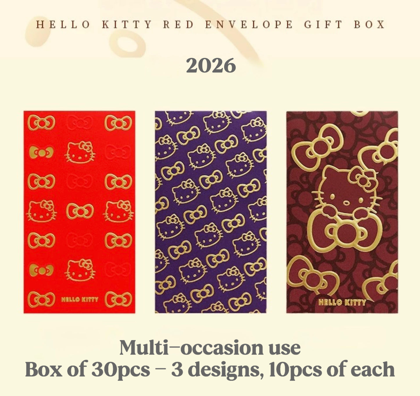 Sanrio Official Hello Kitty Gift Box of 30pcs Holiday Lucky Money Gift Packet 2026 New