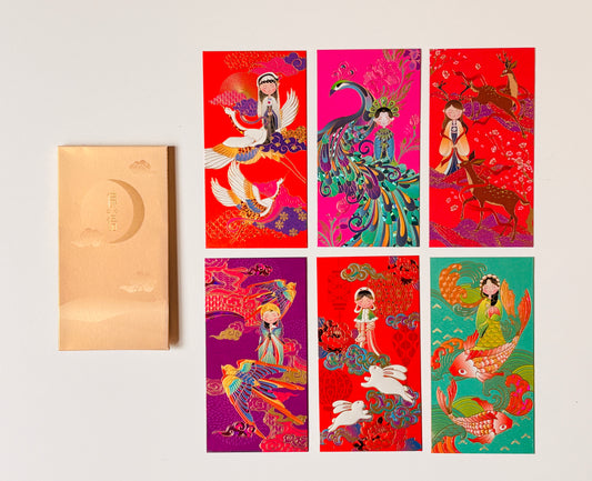 Gift Box of 6pcs Buddhist Aphorism Series 佛语 - Traditional Chinese Red Envelopes Lucky Money Gift Packet
