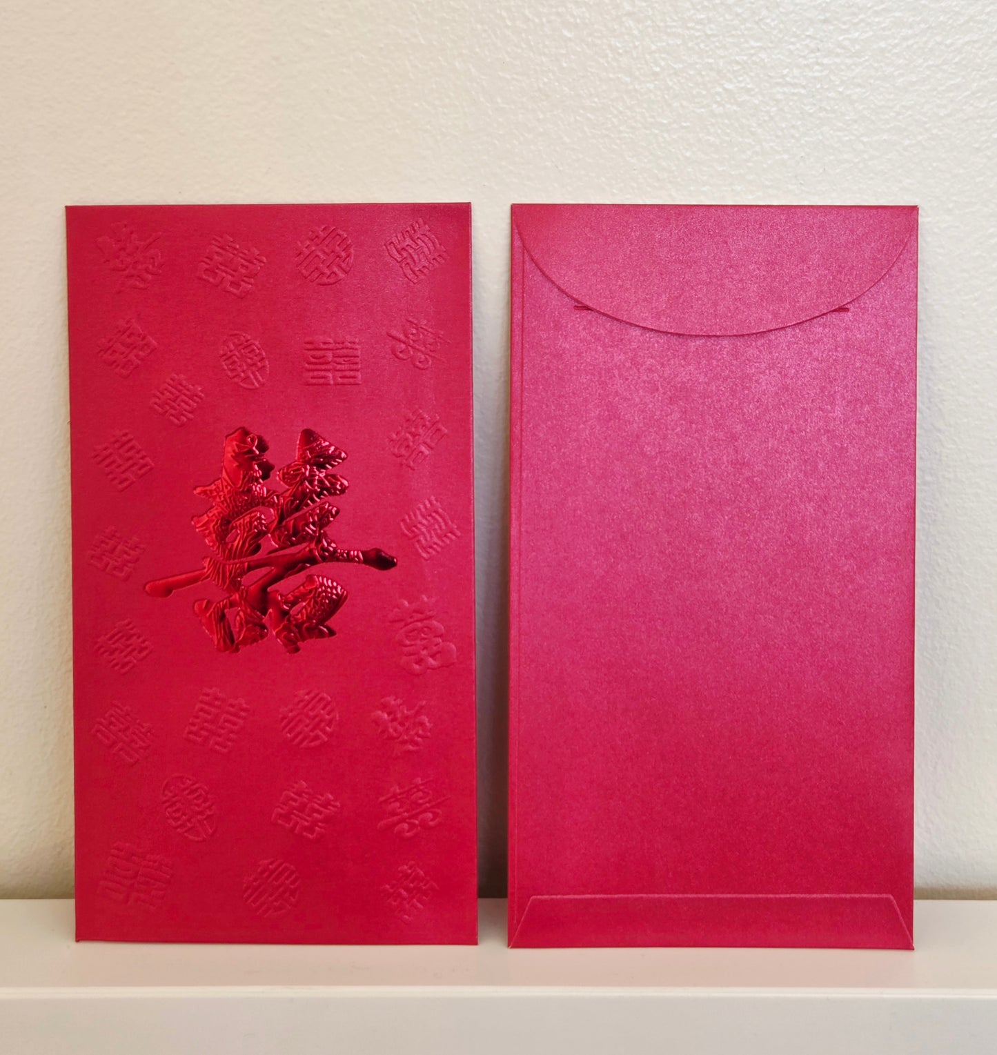 Pack of 25pcs Double Happiness 囍 Gold Foil Wedding Red Envelope | Love Forever Lucky Money Gift Packet