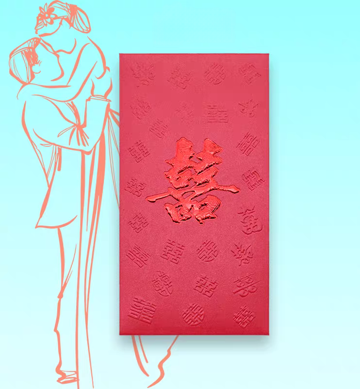 Pack of 25pcs Double Happiness 囍 Gold Foil Wedding Red Envelope | Love Forever Lucky Money Gift Packet