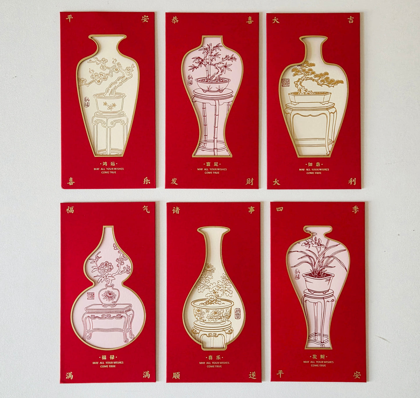 Gift Box of 6pcs Chinese Greeting Card Style Red Envelope Lucky Money Gift Packet