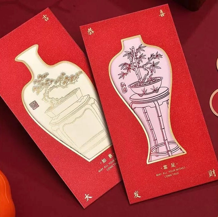 Gift Box of 6pcs Chinese Greeting Card Style Red Envelope Lucky Money Gift Packet