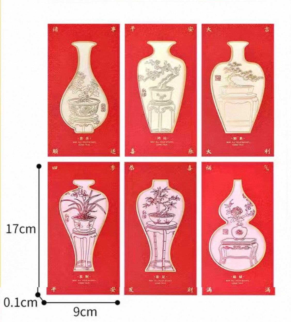 Gift Box of 6pcs Chinese Greeting Card Style Red Envelope Lucky Money Gift Packet